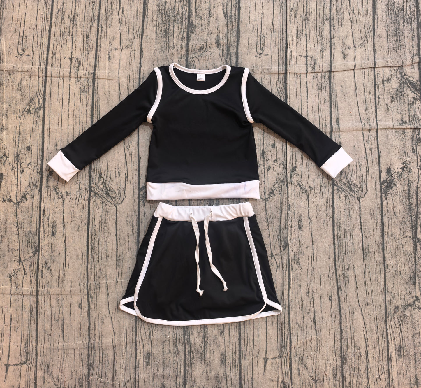 GLD1481 pre-order baby girl clothes balck toddler girl yoga skirt outfit-26.1.8