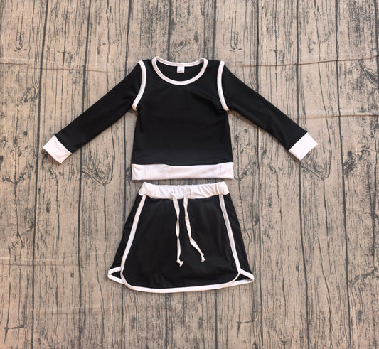 GLD1481 pre-order baby girl clothes balck toddler girl yoga skirt outfit-26.1.8
