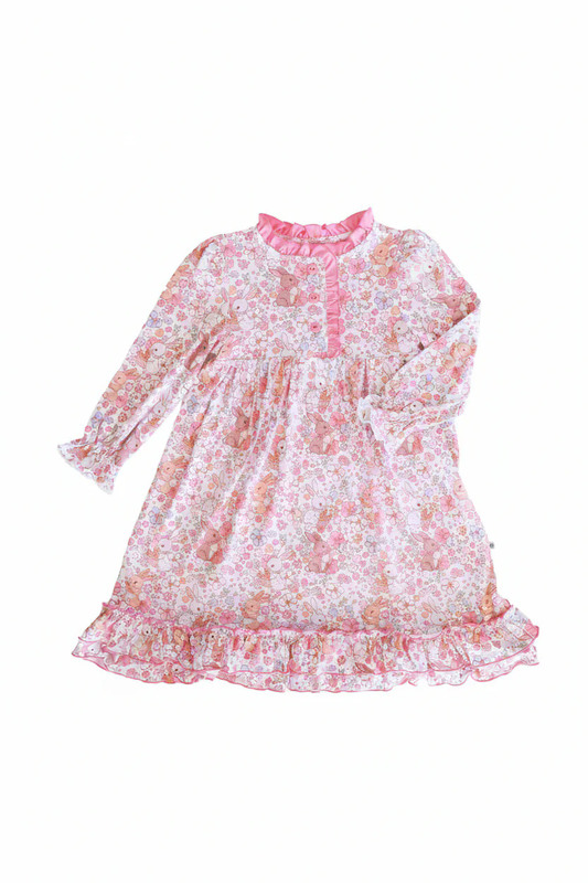 Pre-order no moq GLD1580 toddler girl clothes bunny floral long sleeve dress-26.1.15