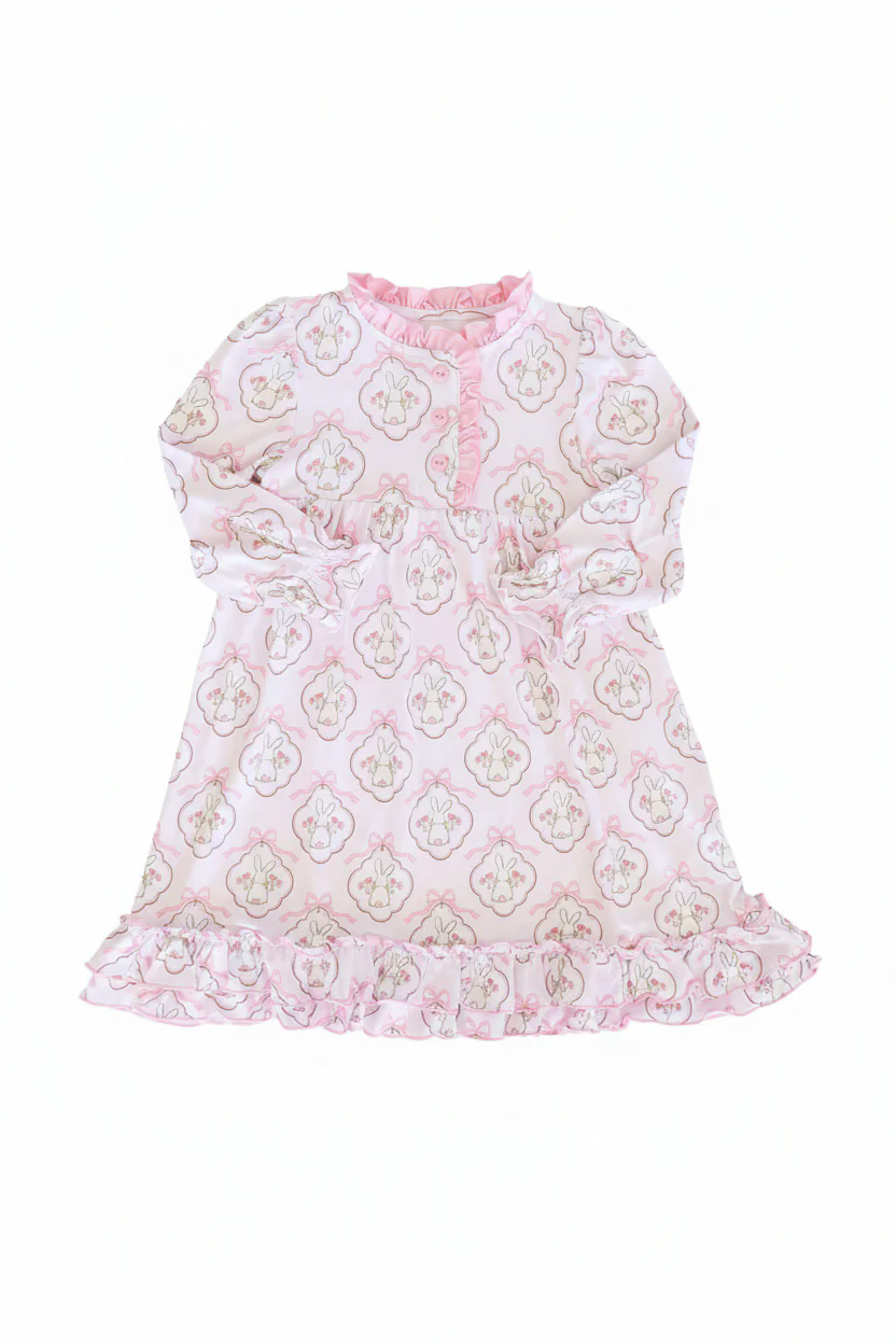 Pre-order no moq GLD1581 toddler girl clothes bunny bow long sleeve dress-26.1.15