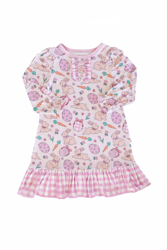 Pre-order no moq GLD1582 toddler girl clothes bunny long sleeve dress-26.1.15