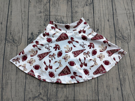 GLK0139 Preorder Sample Baby Girls Dark Red Bows Go Team Yoga Skirt Shorts Bottom