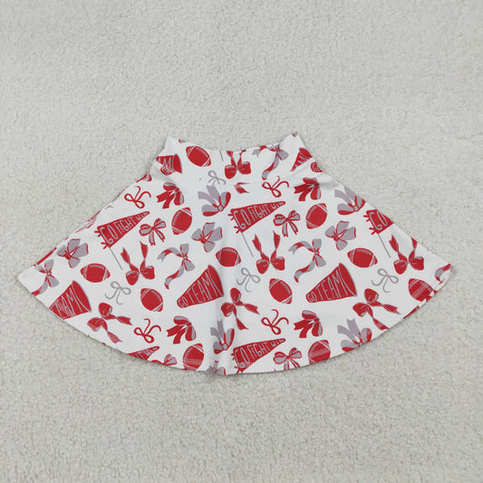 RTS NO MOQ（In Stock) Football Red Trumpet Bow Pattern Yoga Skirt