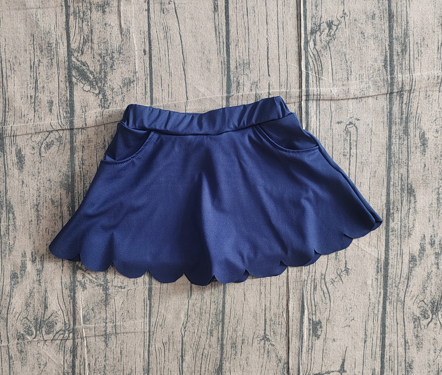 GLK0236 Preorder IRL Baby Girl Navy Pockets Yoga Active Scallop Skirt Shorts Bottom