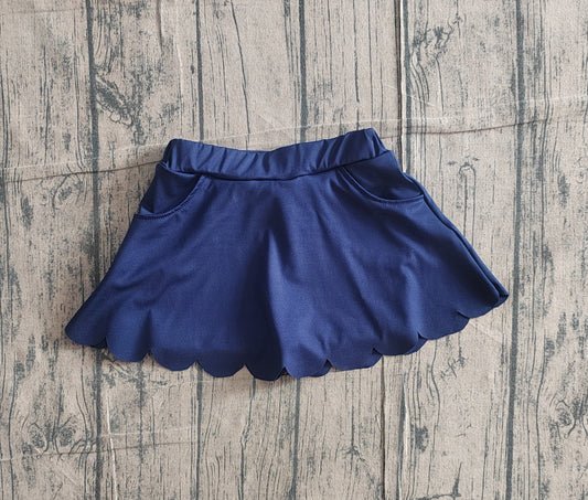 GLK0236 Preorder IRL Baby Girl Navy Pockets Yoga Active Scallop Skirt Shorts Bottom
