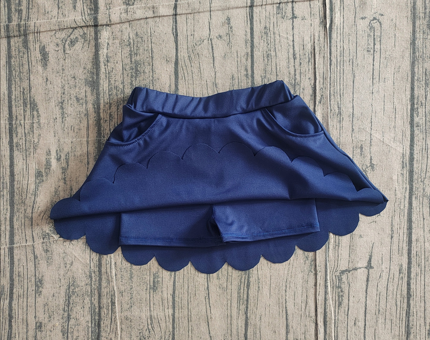 GLK0236 Preorder IRL Baby Girl Navy Pockets Yoga Active Scallop Skirt Shorts Bottom