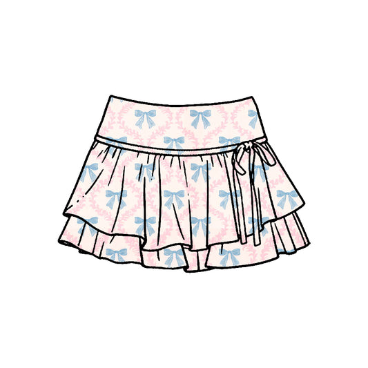Pre-order no moq baby girl flowers bows plaid athletic active skirt shorts bottom GLK0243