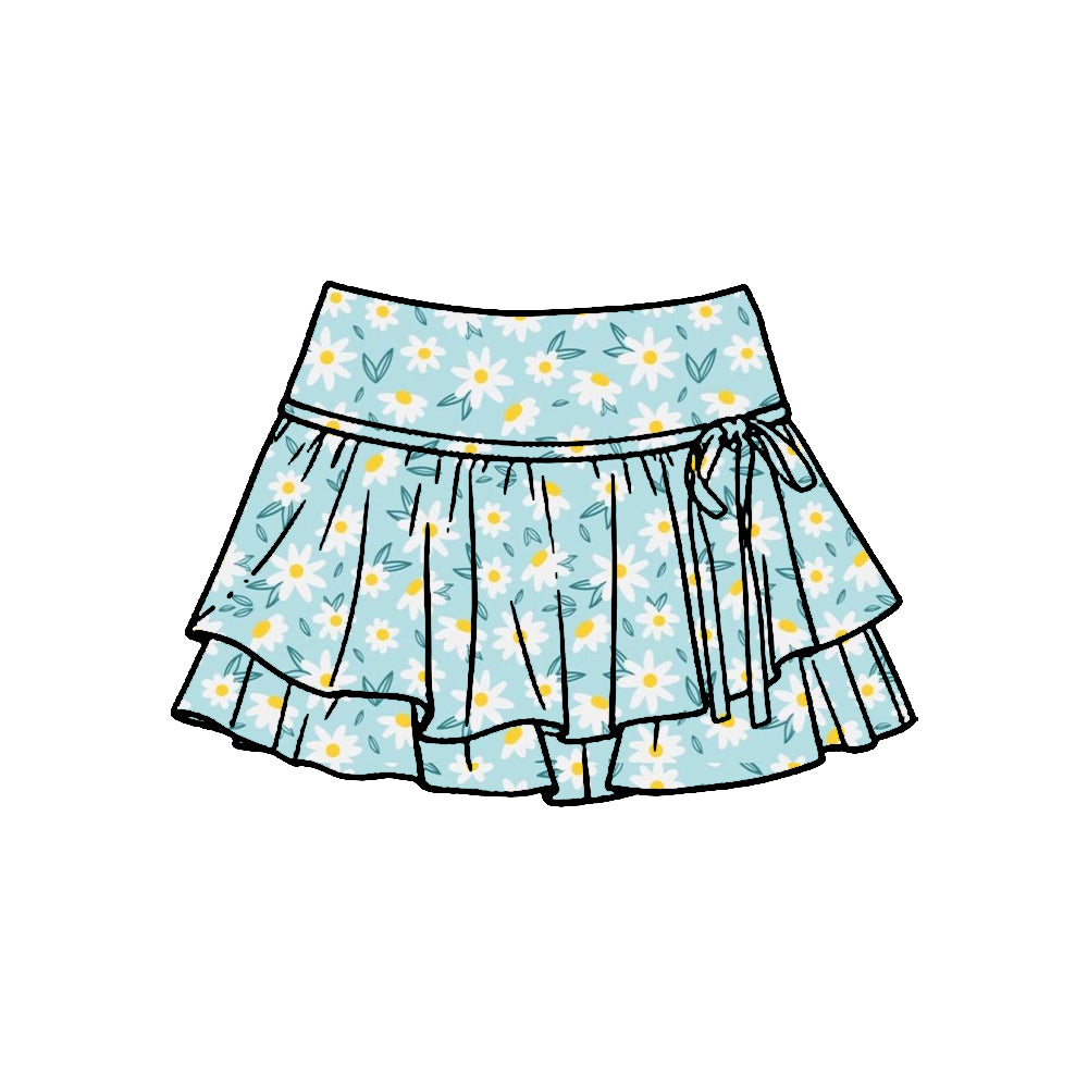 Pre-order no moq baby girl daisy flowers athletic active skirt shorts bottom GLK0245