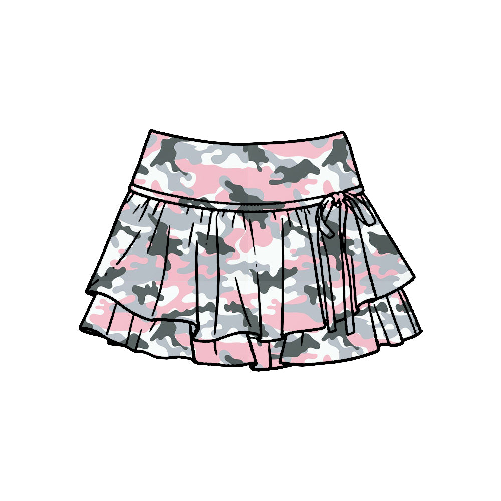 Pre-order no moq baby girl southern pink camo athletic active skirt shorts bottom GLK0250