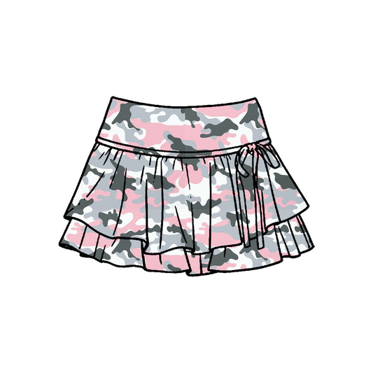 Pre-order no moq baby girl southern pink camo athletic active skirt shorts bottom GLK0250