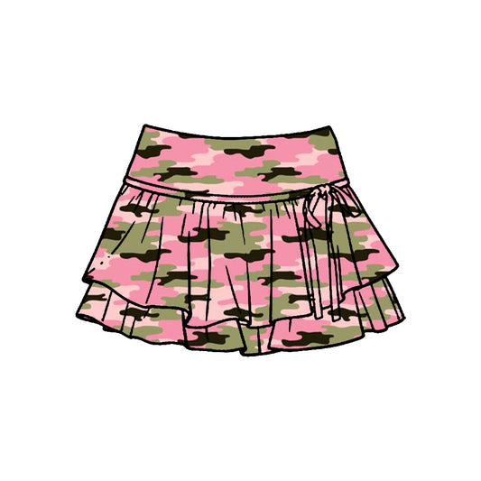 Pre-order no moq baby girl pink green camo athletic active skirt shorts bottom GLK0251