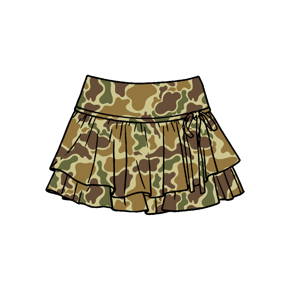 Pre-order no moq baby girl southern hunting deer yellow camo athletic active skirt shorts bottom GLK0255