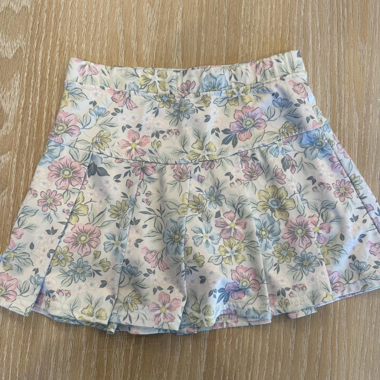 GLK0263 Preorder Baby Girl Colorful Flowers Yoga Active Pleated Skirt Shorts Bottom