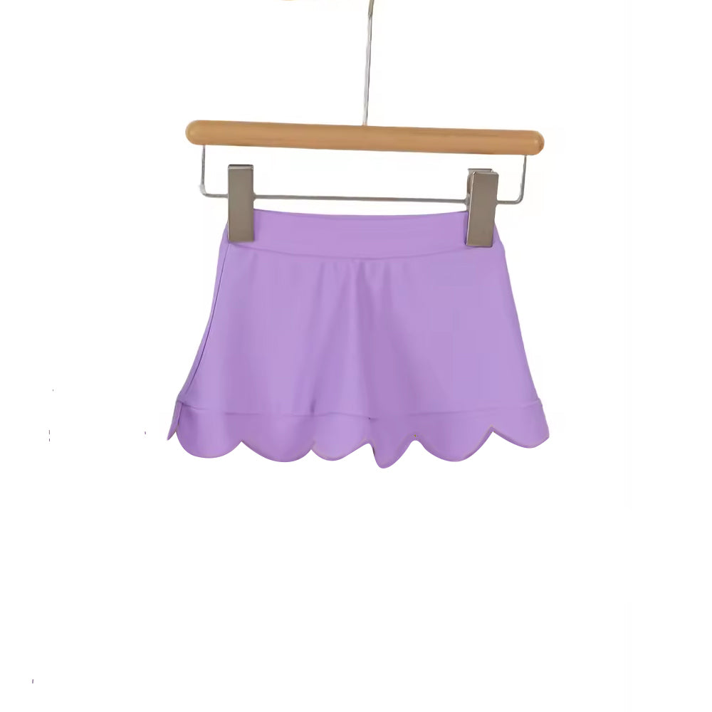 GLK0264 Preorder Baby Girl Purple Scallop Yoga Active Skirt Shorts Bottom