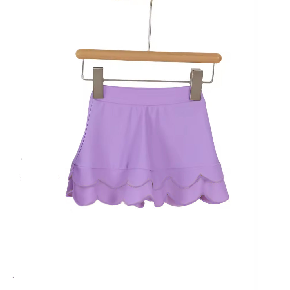 GLK0264 Preorder Baby Girl Purple Scallop Yoga Active Skirt Shorts Bottom
