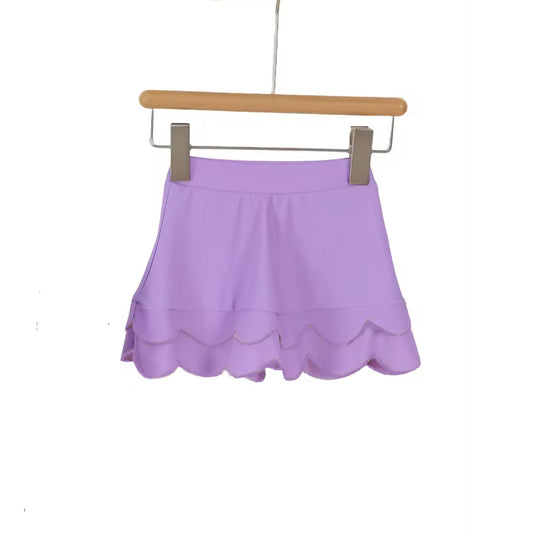 GLK0264 Preorder Baby Girl Purple Scallop Yoga Active Skirt Shorts Bottom