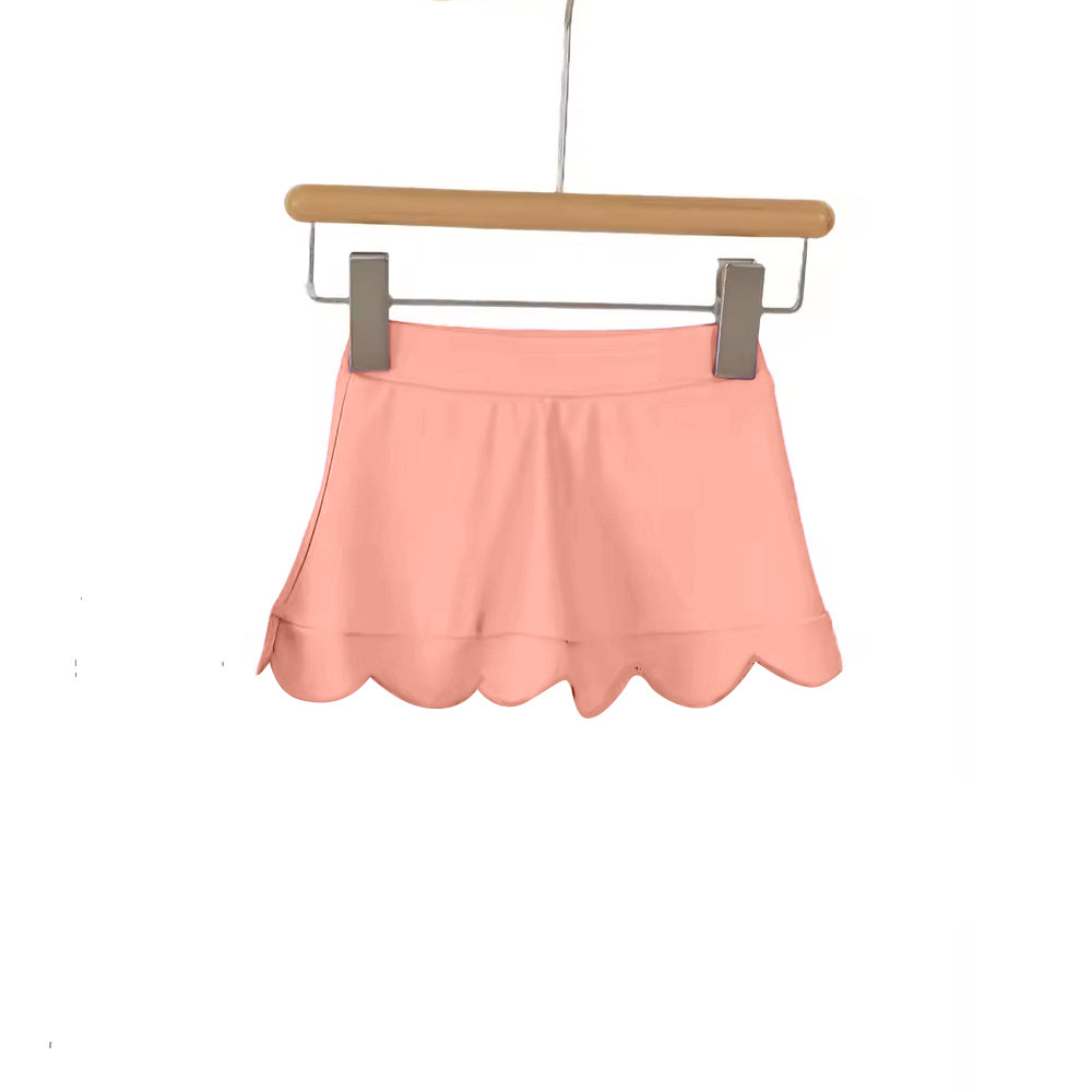 GLK0265 Preorder Baby Girl Peach Scallop Yoga Active Skirt Shorts Bottom