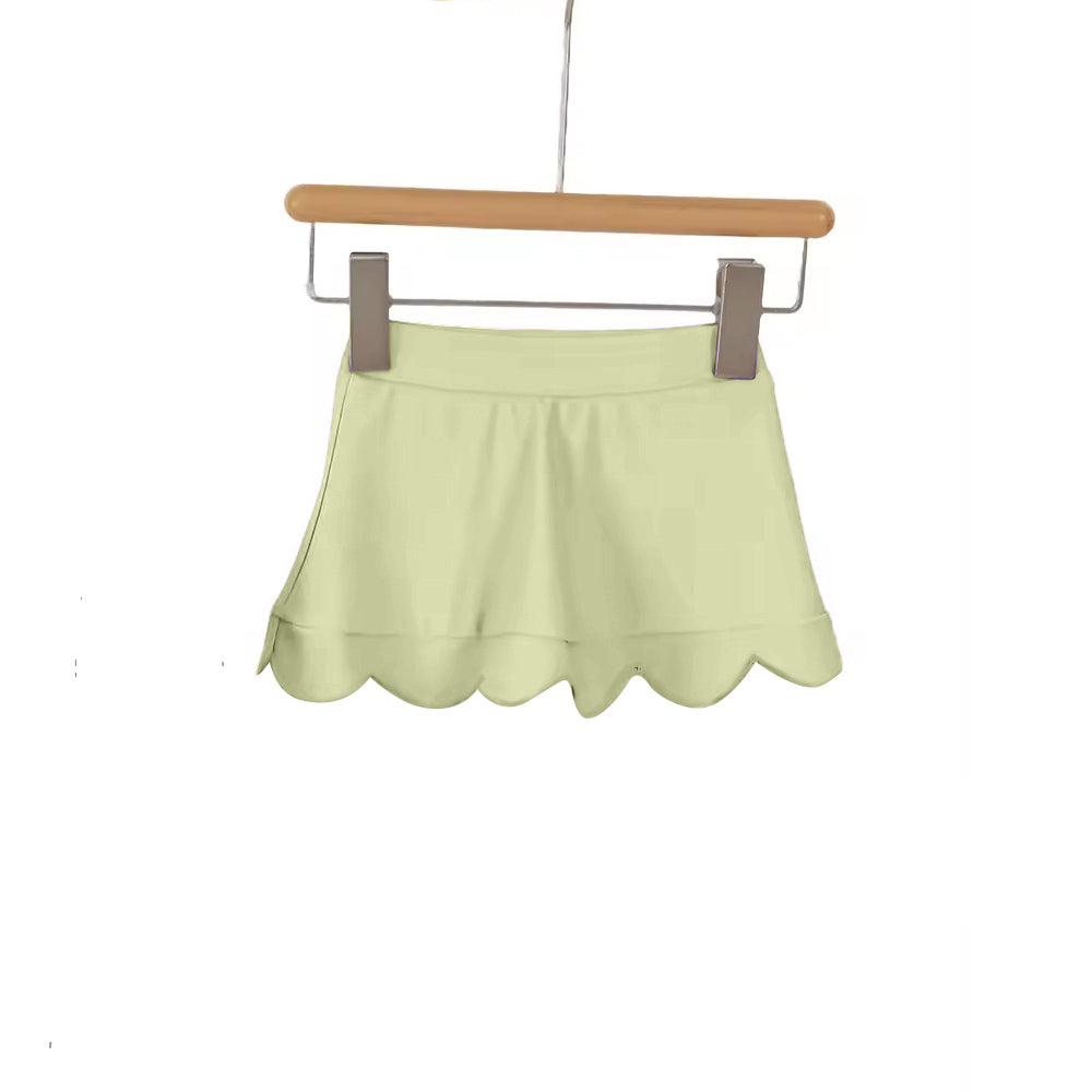 GLK0266 Preorder Baby Girl Green Scallop Yoga Active Skirt Shorts Bottom
