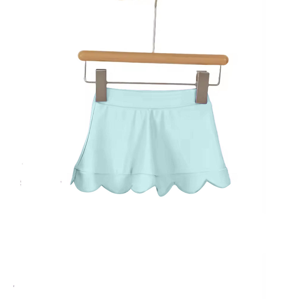 GLK0267 Preorder Baby Girl Blue Scallop Yoga Active Skirt Shorts Bottom