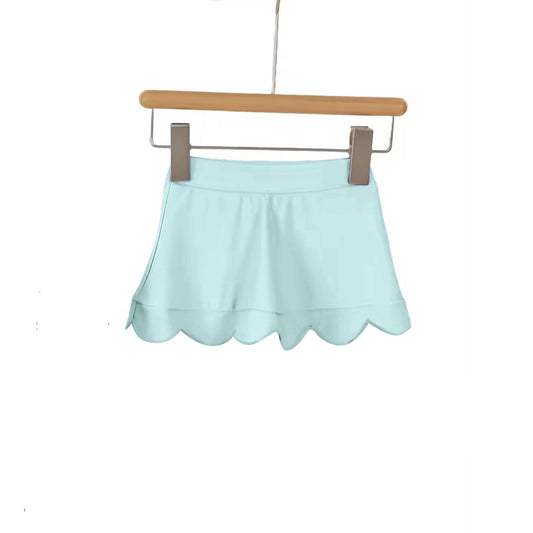 GLK0267 Preorder Baby Girl Blue Scallop Yoga Active Skirt Shorts Bottom