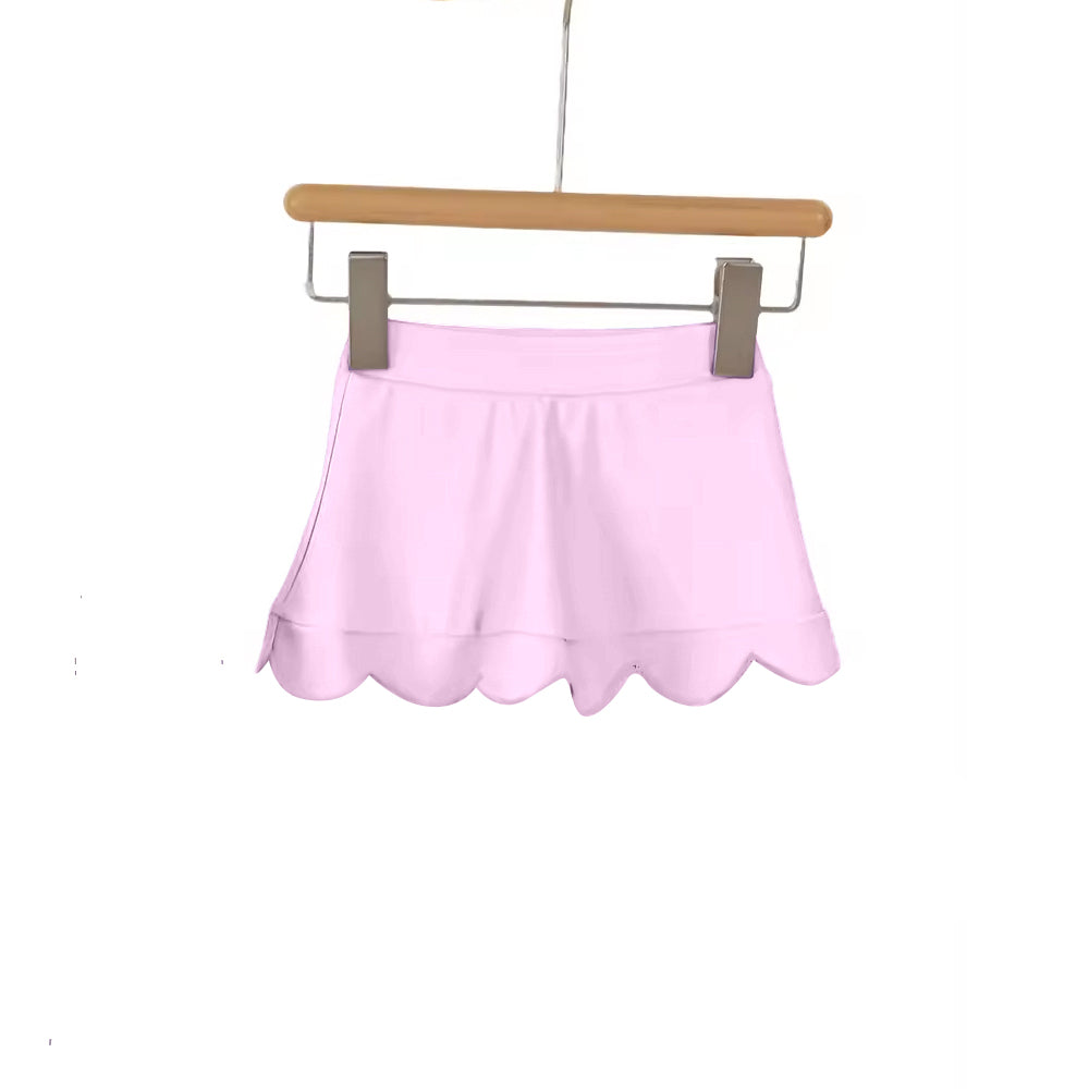 GLK0268 Preorder Baby Girl Pink Scallop Yoga Active Skirt Shorts Bottom