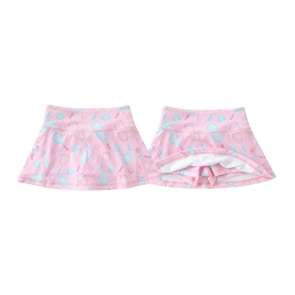 GLK0270 Preorder Baby Girls Blue Pink Tennis Team Yoga Active Skirt Shorts Bottom