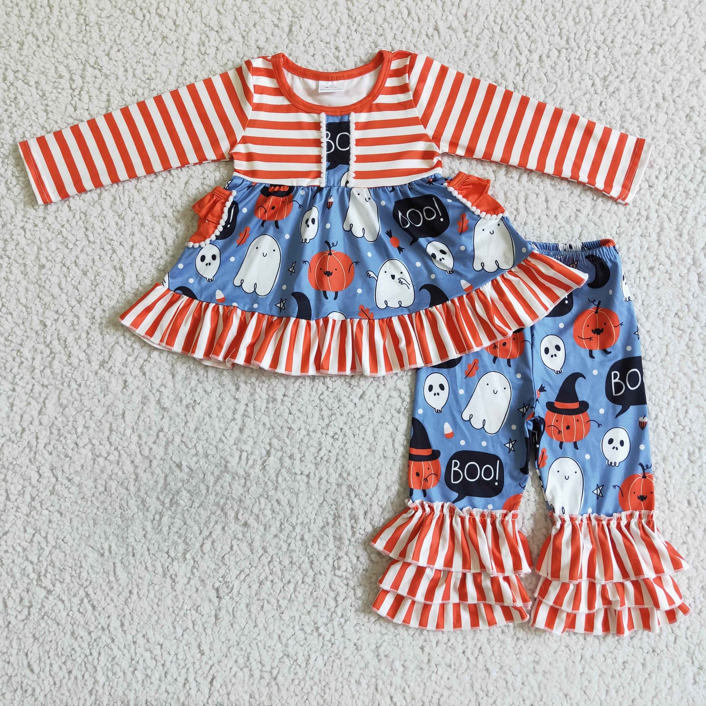 9.13 GLP0077 cartoon print long-sleeve top and printed trousers set Halloween Holiday