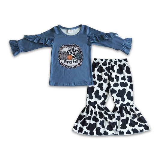 9.1 RTS NO MOQ GLP0090 Pumpkin-print long-sleeve top and printed trousers set Halloween Holiday