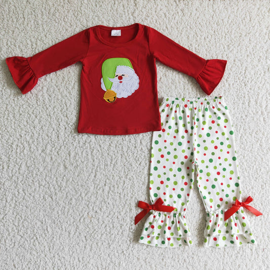 9.13 GLP0099 Kids Clothing Girls Christmas Long Sleeve Top With Pants Santa Claus