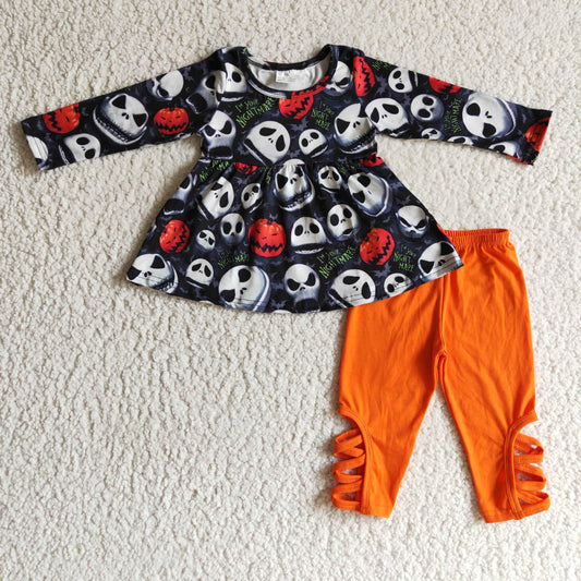 GLP0148 girls halloween outfit long sleeve and long pants cartoon print