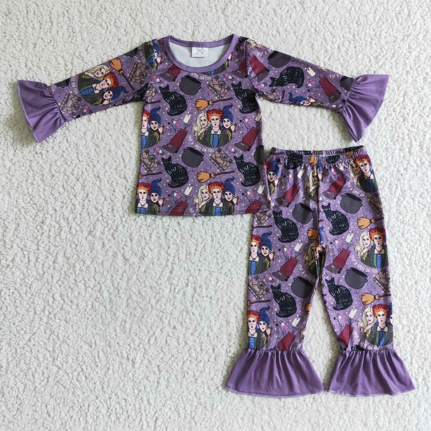 GLP0191 cartoon print long sleeve match girl's pajamas outfits