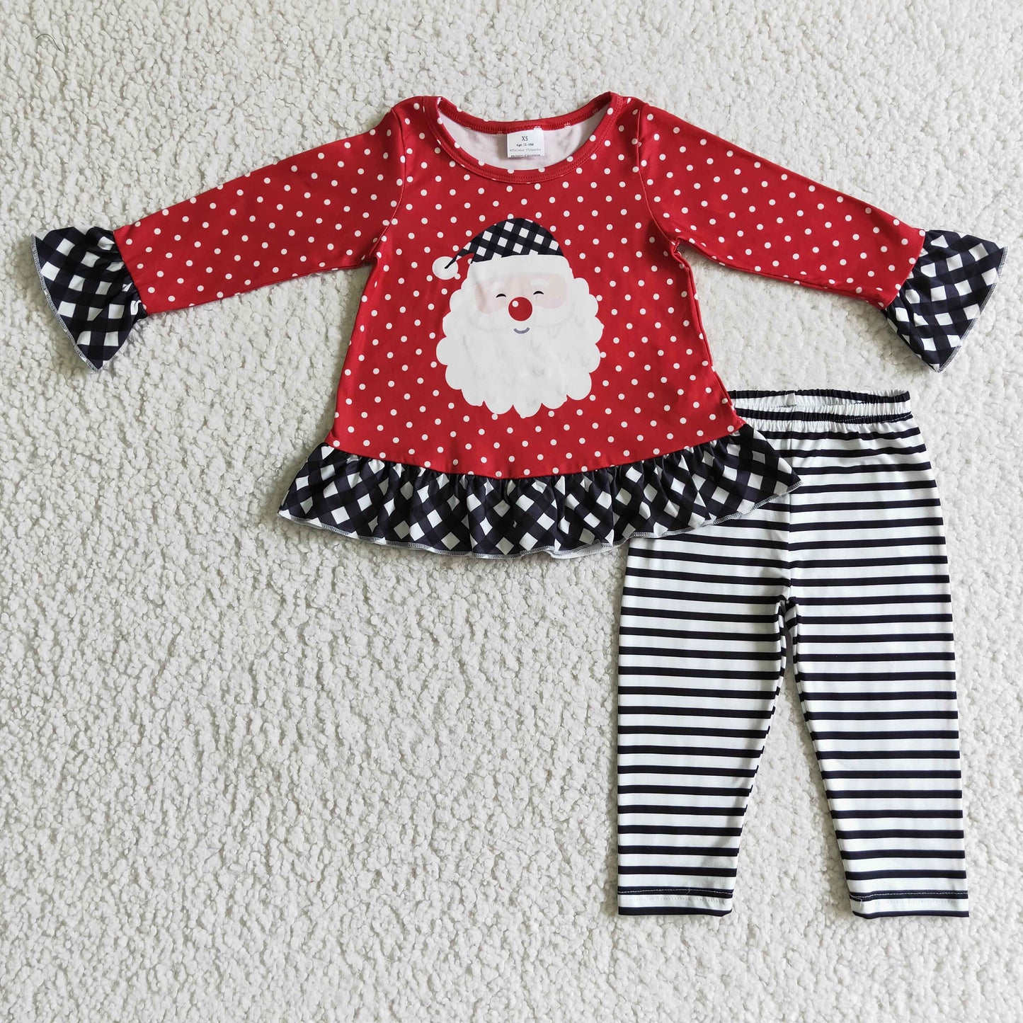 10.7 GLP0224 girls christmas outfit long sleeve and long pants Santa Claus print