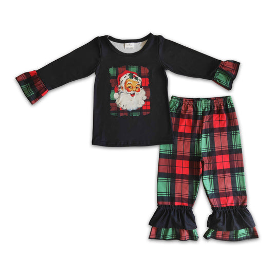 RTS NO MOQ(In Stock)GLP0260 girls christmas outfit long sleeve and long pants cartoon print