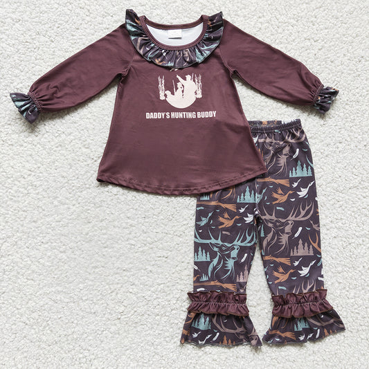 8.4 RTS NO MOQ（In Stock) GLP0303 Kids Clothing Girls Long Sleeve Top And Long Pants Cartoon Print