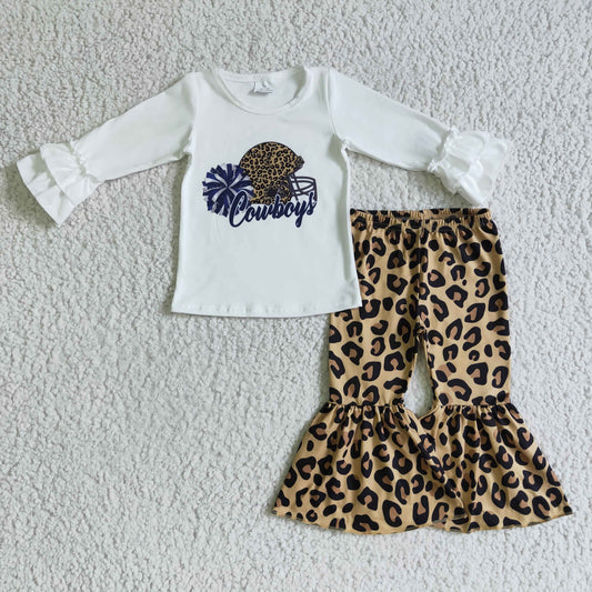 8.4 RTS NO MOQ（In Stock) GLP0316 girls outfit long sleeve and long leopard print pants cartoon print
