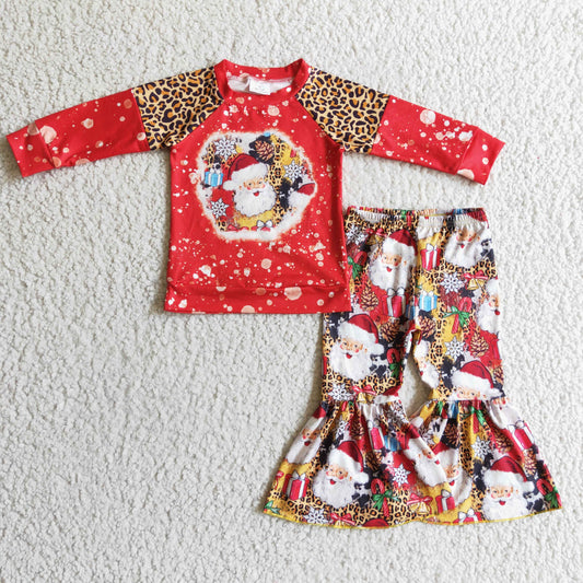 12.2 GLP0323 Baby girls Christmas Red Santa bell pants clothes set