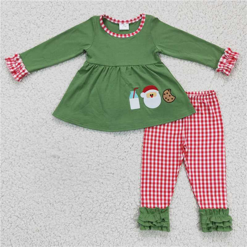 Sibling Baby Kids Embroidery Milk Cookie Santa Christmas Toddler Clothing Sets Rompers