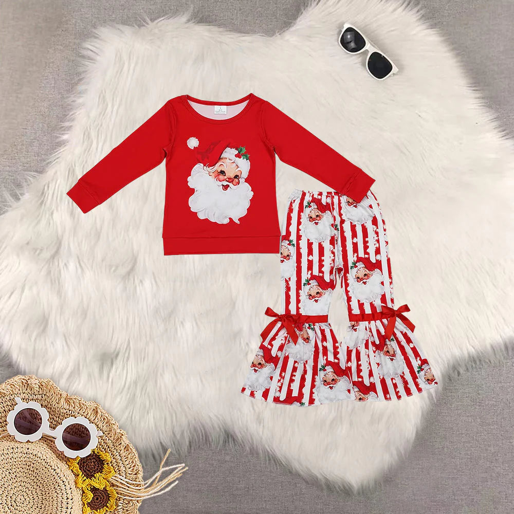 Kids Baby Boys Christmas Santa Tunic Bell Bottom Pant Clothes Sets