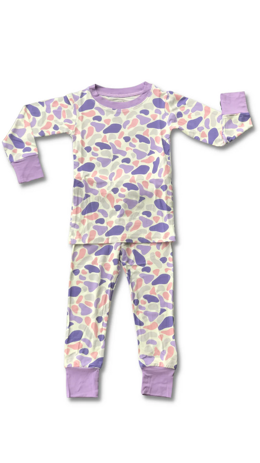 GLP2186 Baby Girls Lavender Camo Shirt Pants Pajamas Clothes Sets Preorder