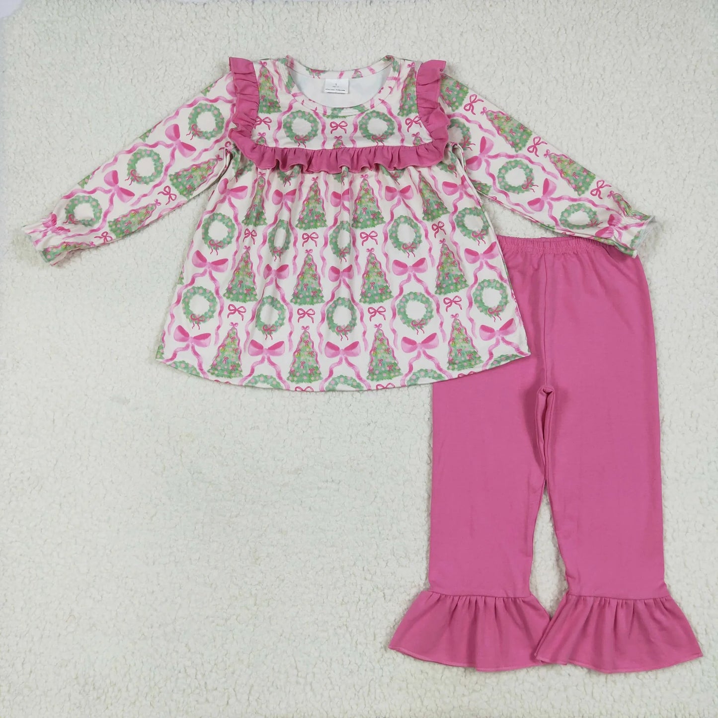 Sibling Baby Kids Girls Christmas Trees Bows Rompers Outfits Clothes Sets