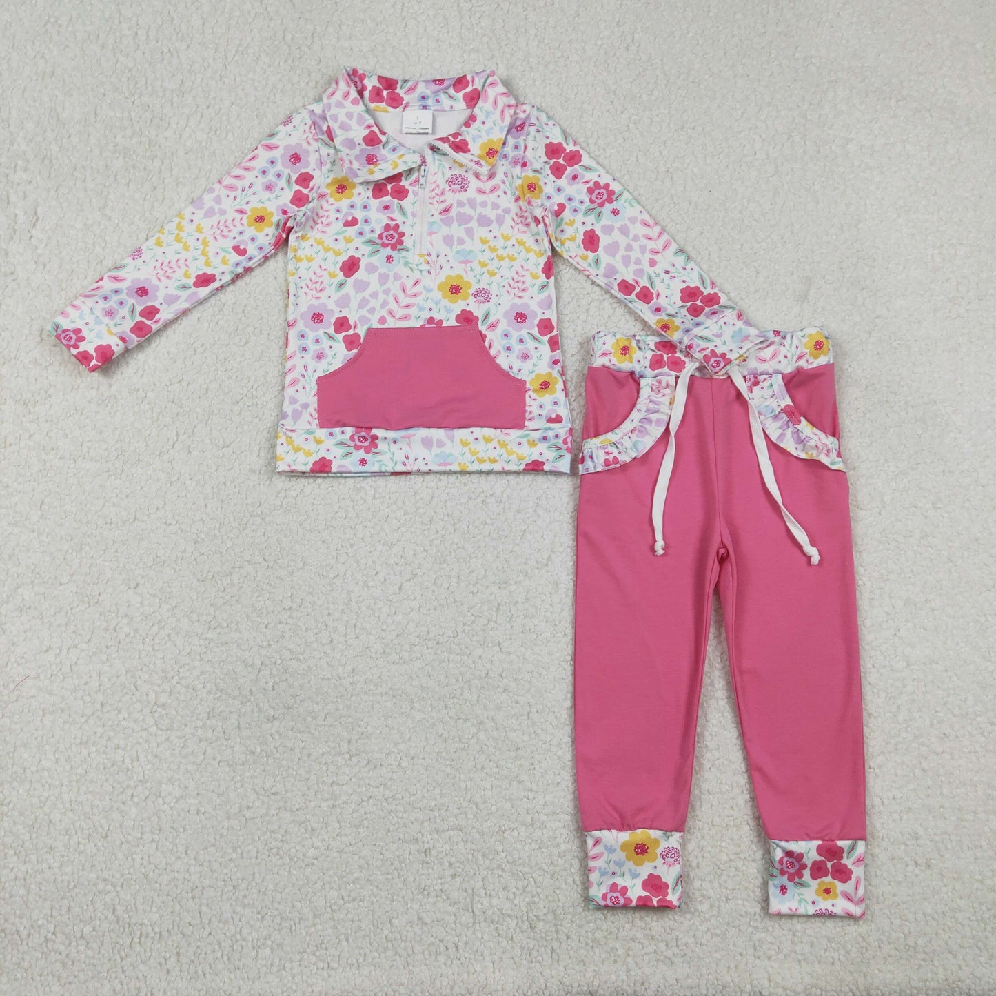 Sibling Baby girls clothes summer floral long sleeve pants Clothes Sets