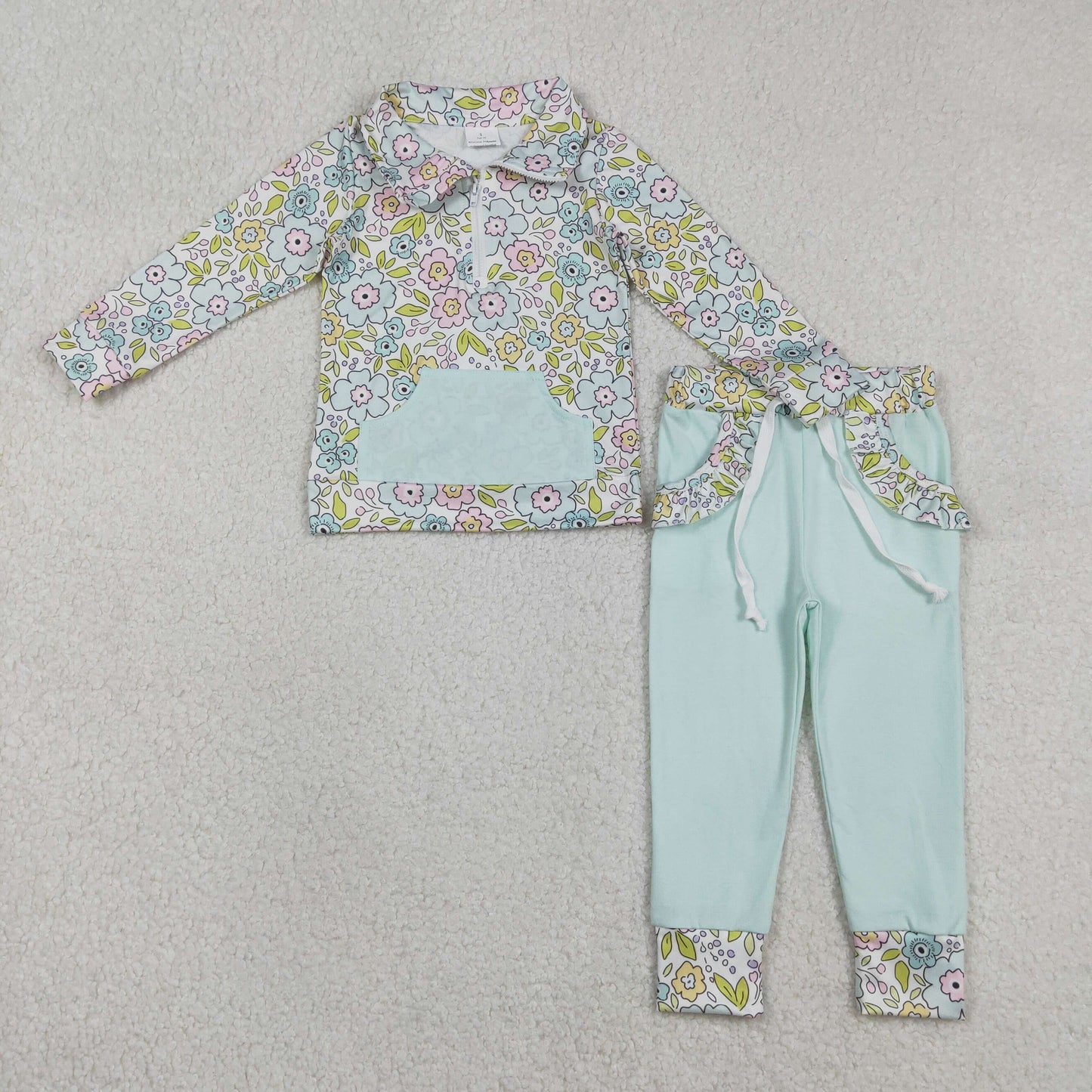 Sibling Baby girls clothes summer floral long sleeve pants Clothes Sets