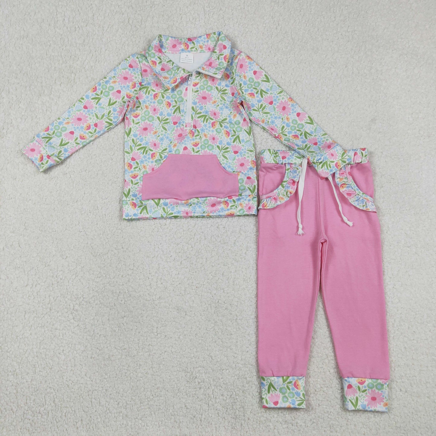 Sibling Baby girls clothes summer floral long sleeve pants Clothes Sets