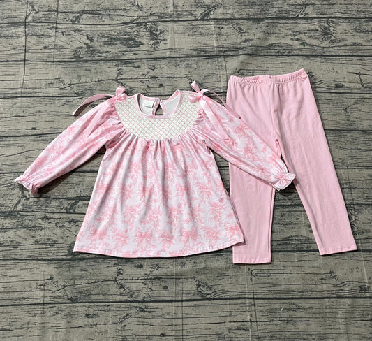 GLP3285 pre-order toddler girl clothes smocked girl summer long sleeve pants set-26.1.4