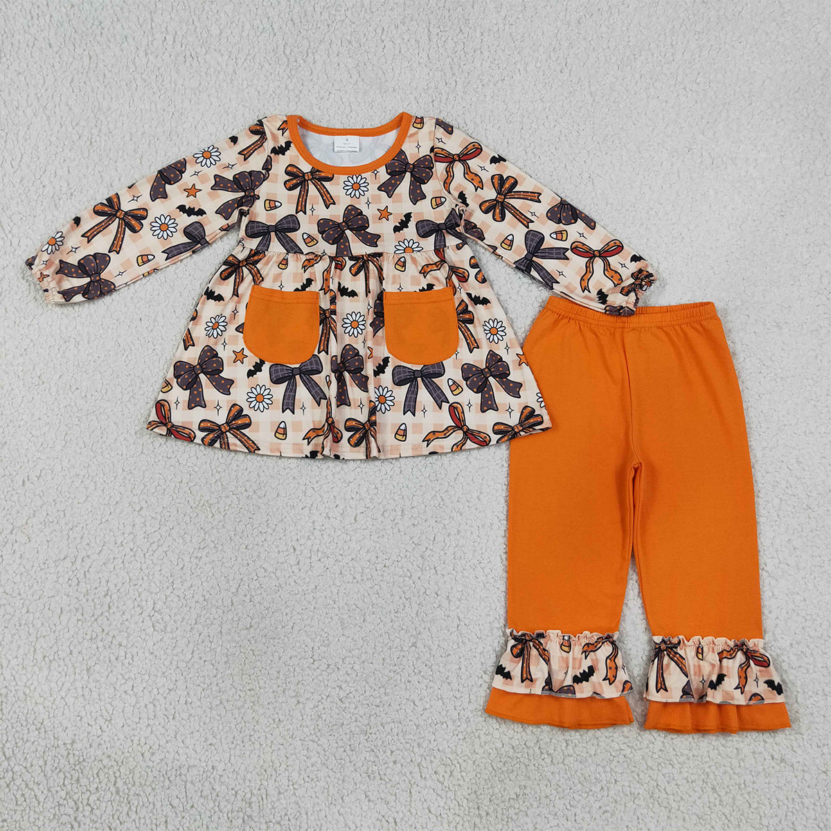 Sibling Baby Girls Santa Pockets Tunic Ruffle Pants Christmas Clothes Sets