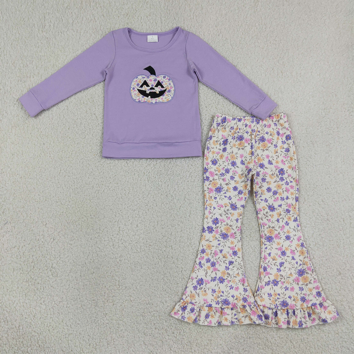 Sibling Baby Girls Embroidery Flowers Ghost Pumpkin Halloween Clothes Set Rompers