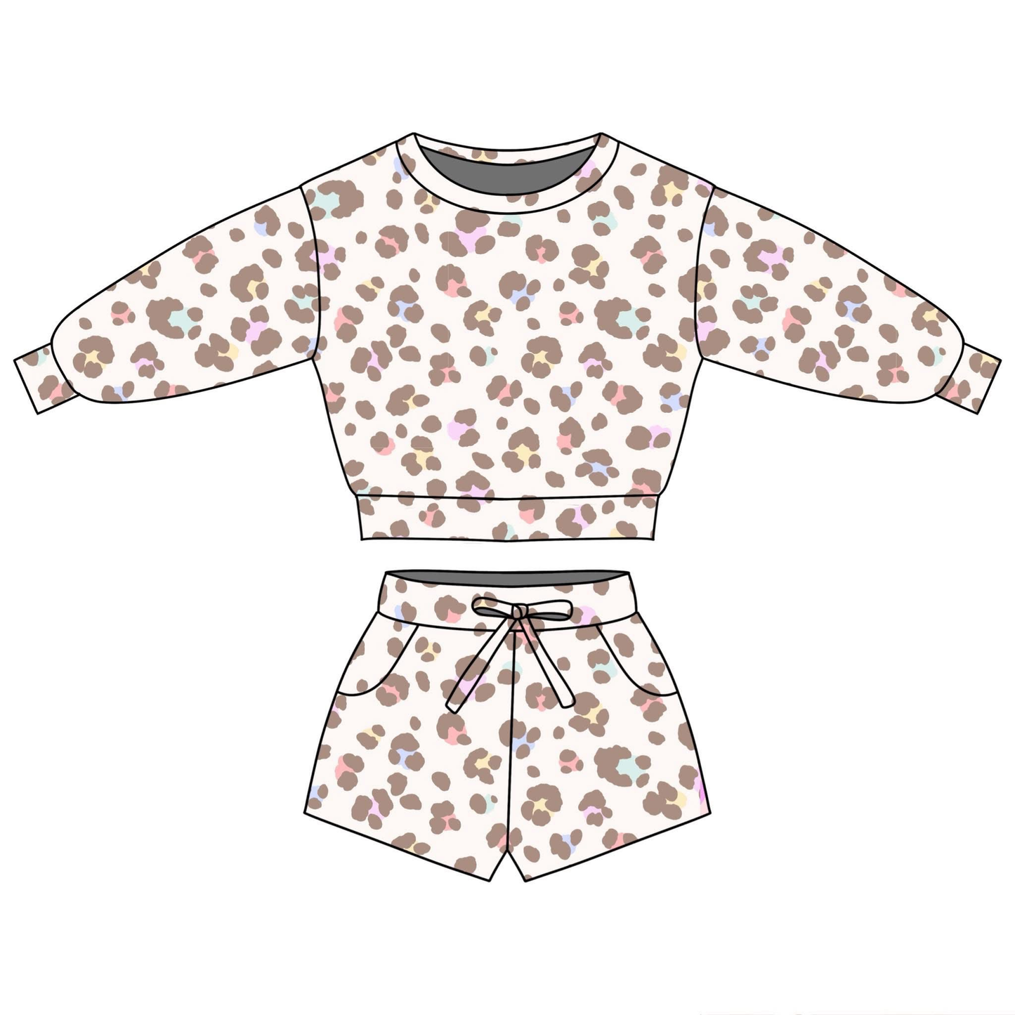 Pre-order no moq GLS0093 pre-order toddler girl clothes summer leopard long sleeve shorts set-26.1.17