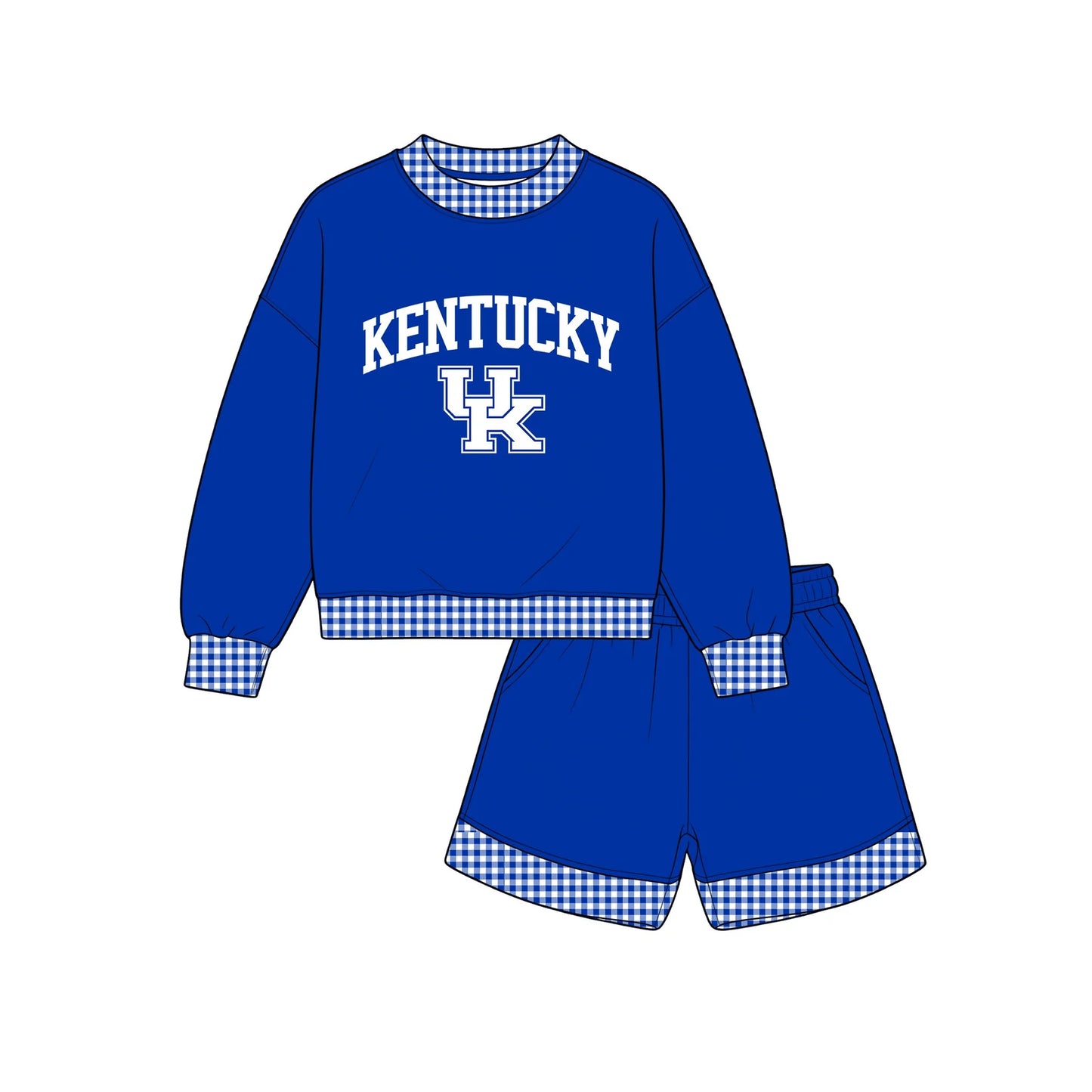 Custom Order Adult Women Kentucky Long Sleeve Top Short Team Clothes Set