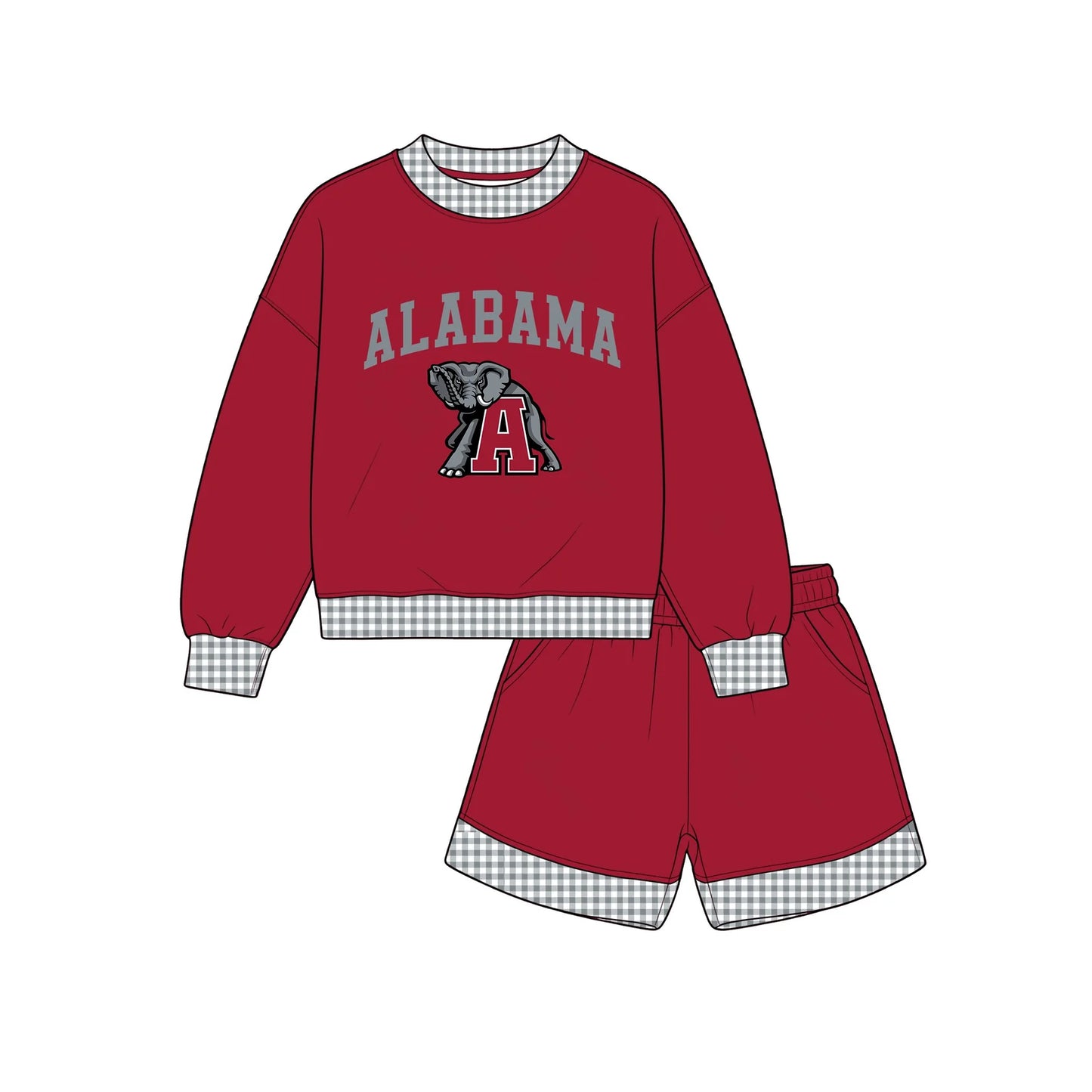 Custom Order Adult Women Alabama Long Sleeve Top Short Team Clothes Set