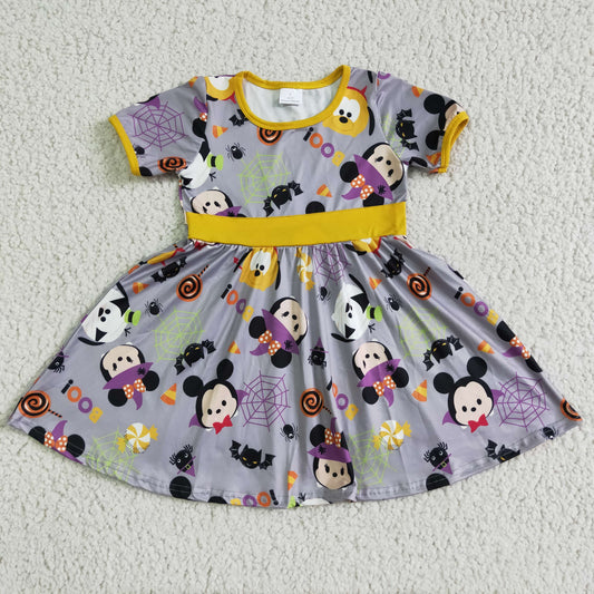 9.13 GSD0133 girls summer dress Halloween baby clothing over knee short sleeve dress milk silk
